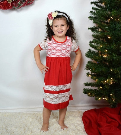 Red and Cream Lace Mommy Dress