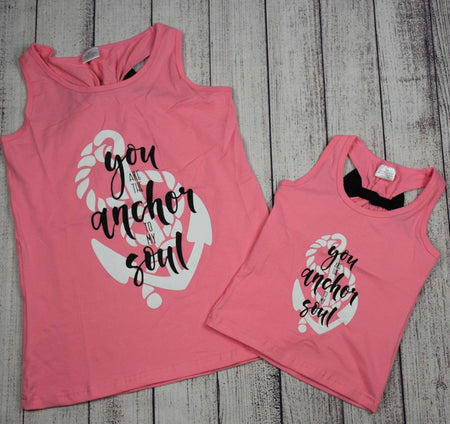"You are the Anchor to my Soul" Mommy and Me Top - Mint and Black