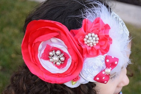 Solid Cotton Headband w/4in Sequin Bow (More Colors)