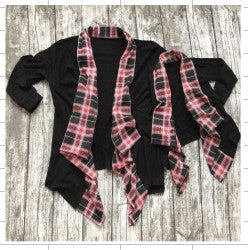 Black w/Green Plaid Sleeves Mommy and Me Top