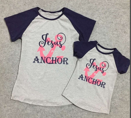 "You are the Anchor to my Soul" Mommy and Me Top - Pink and Black