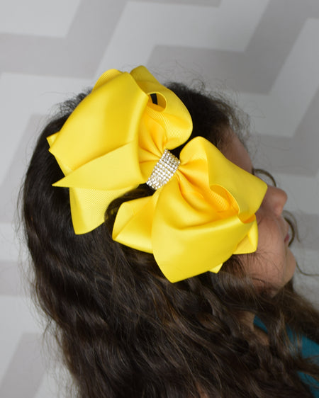 Light Yellow, Gold and Navy 6in Marabou Boutique Bow