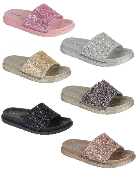 Glitter Slide Sandals - Women - Gabskia