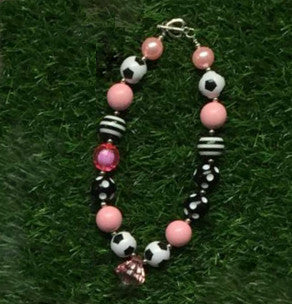Gray and Hot Pink Chunky Necklace