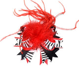 Red Zebra/Ostrich Feather Boutique Bow - Gabskia