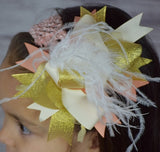 Peaches N Cream Ostrich 6in Boutique Bow - Gabskia