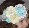 Cluster of Aqua and Ivory Lace Headband - Gabskia