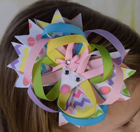 Pastel Chevron and Dots 5.5 Marabou Boutique Bow