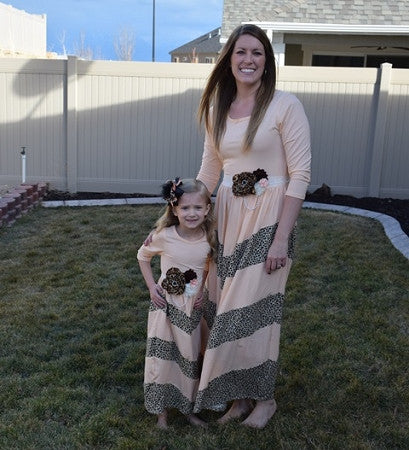 Maxi Dress Mommy - Peach w/Leopard - Gabskia