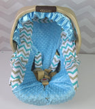 Chevron Car Seat Cover - Sky Blue/Gray - Gabskia