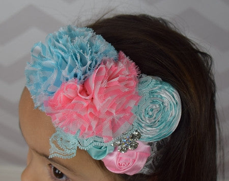 Hot Pink and White Feather Vintage Headband
