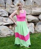 Maxi Dress Mommy - Lime and Hot Pink - Gabskia