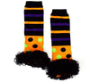 Polka and Stripes Halloween Leg Warmers w/Chiffon Ruffles - Gabskia