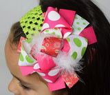 Paisley and Dots 6in Boutique Bow - Gabskia