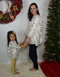 Back Bow Tunic Mommy - White w/Gold Dots - Gabskia