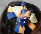 Light Yellow, Gold and Navy 6in Marabou Boutique Bow - Gabskia