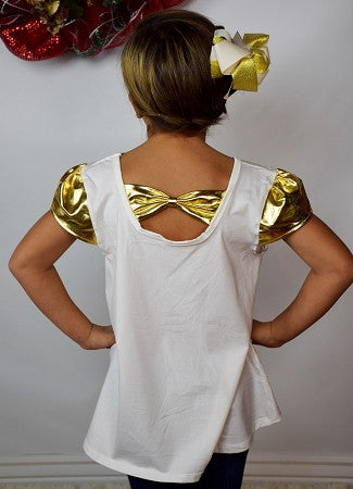 Back Bow Tunic Mommy - White w/Gold Dots
