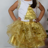 Gold Christmas 2pc Tutu Skirt Set - Gabskia