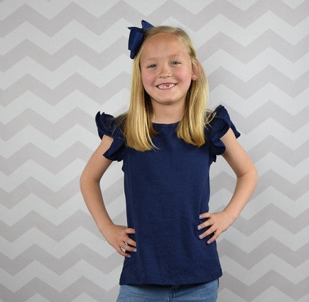 Navy and Stripes w/Orange Moose Mommy and Me Top