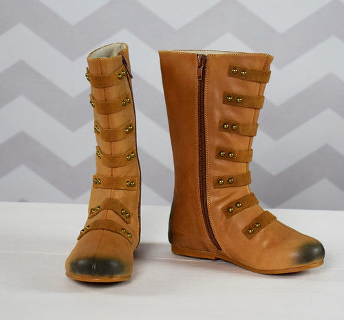 The Stella Leather Boot - Brown - Gabskia