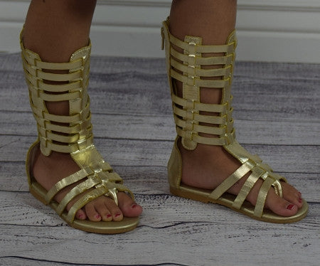 The Tessa Gladiator Sandals - Gold - Gabskia
