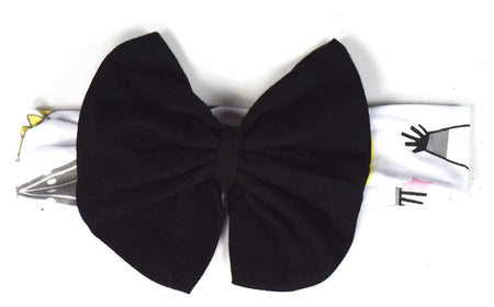 Black Cotton Headband w/Polka Dot Big Bow