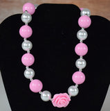 Pearls and Rose Chunky Necklace (More Colors) - Gabskia