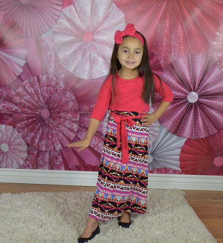 Maxi Dress Mommy - Lime and Hot Pink