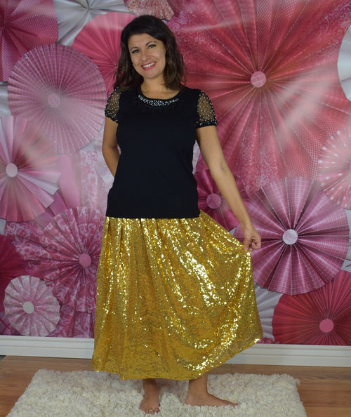 Mommy Maxi Skirt - Gold Sequin - Gabskia