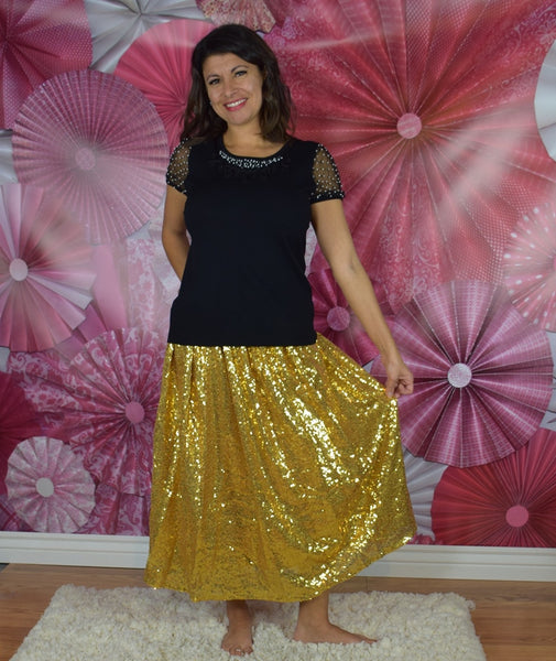 Mommy Maxi Skirt - Gold Sequin - Gabskia
