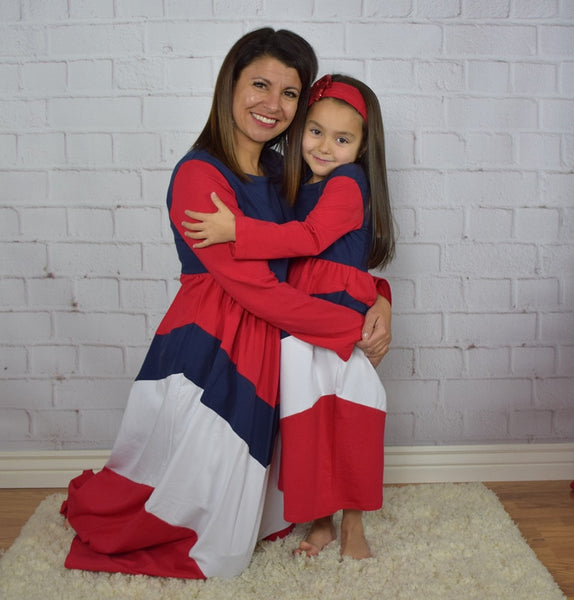 Red, White and Blue Maxi Dress ~ Mommy - Gabskia