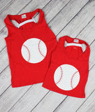 Red Baseball Mommy and Me Back Bow Tank - Gabskia