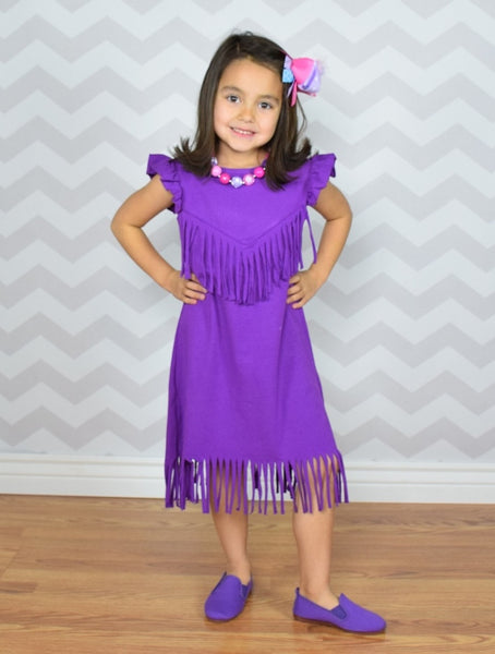 The Emma Fringe Dress - Purple - Gabskia