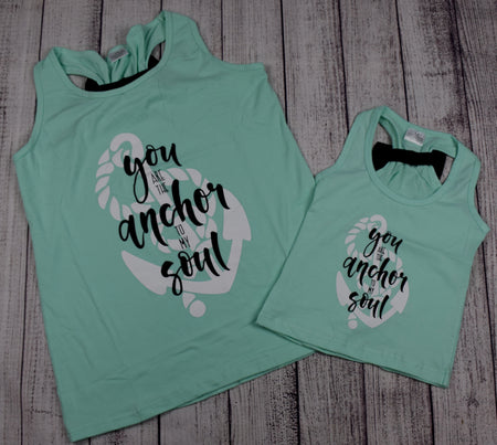 "You are the Anchor to my Soul" Mommy and Me Top - Pink and Black