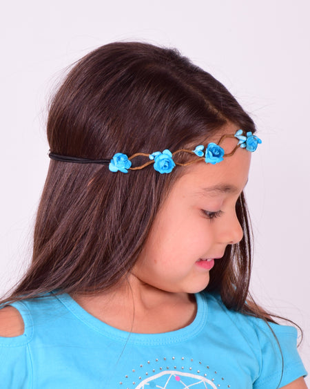 Cluster of Aqua and Ivory Lace Headband