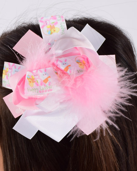 8in Double Loop Chunky Bow w/Rhinestone Center (18 available colors)