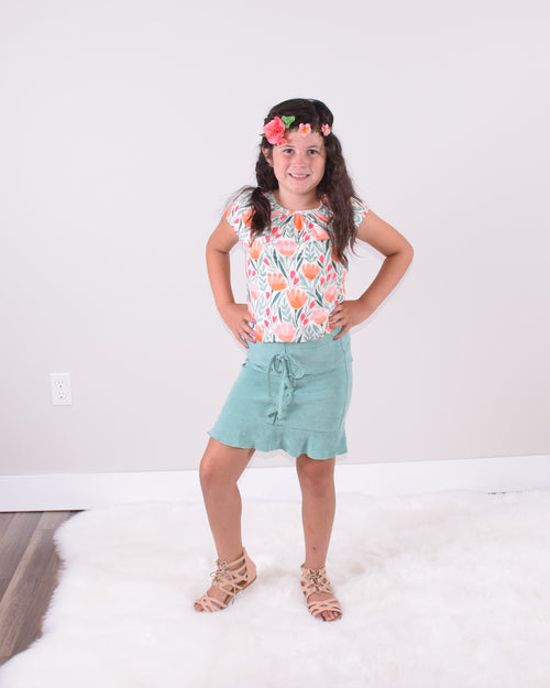 The Maya Floral 2pc Skirt Set - Jade