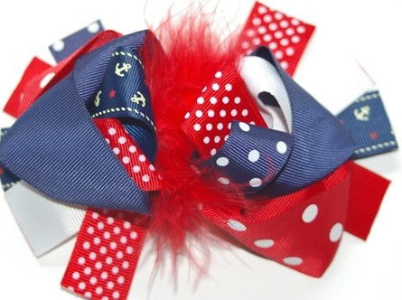 Classic Nautical Marabou 6in Boutique Bow - Gabskia