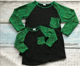 Black w/Green Sleeves Mommy and Me Top - Gabskia