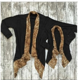 Black Cardigan w/Leopard Trim Mommy and Me - Gabskia