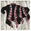 Black Cardigan w/Plaid Trim Mommy and Me - Gabskia