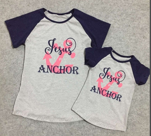 Jesus is My Anchor Mommy and Me Short Sleeve Tops - Gabskia