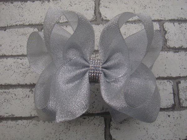 Metallic 6in Bow w/Rhinestone Center (more colors) - Gabskia