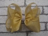 Metallic 6in Bow w/Rhinestone Center (more colors) - Gabskia