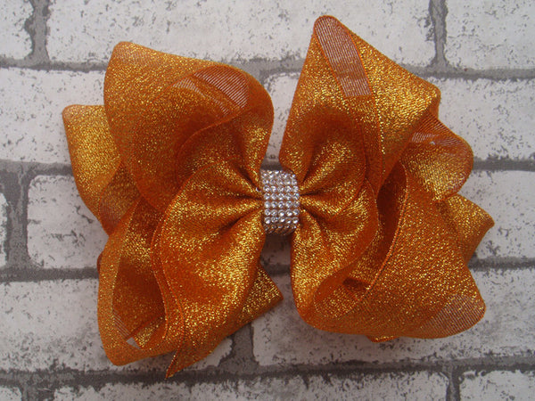 Metallic 6in Bow w/Rhinestone Center (more colors) - Gabskia