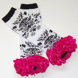 Damask Leg Warmers w/Hot Pink Satin ruffles - Gabskia