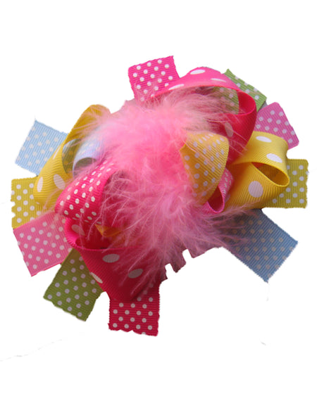 Pastel Chevron and Dots 5.5 Marabou Boutique Bow