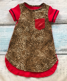 Red and Leopard Mommy and Me T-Shirt Dress - Gabskia