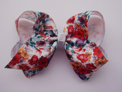 7in Printed Chunky Bow - Fall Floral - Gabskia