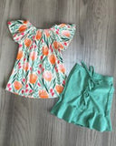 The Maya Floral 2pc Skirt Set - Jade